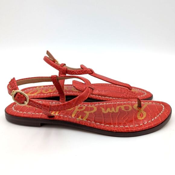 Sam Edelman Gigi Ankle T-Strap Gladiator Flat Sandal Women's Red Size US6 EU36 - Picture 3 of 6